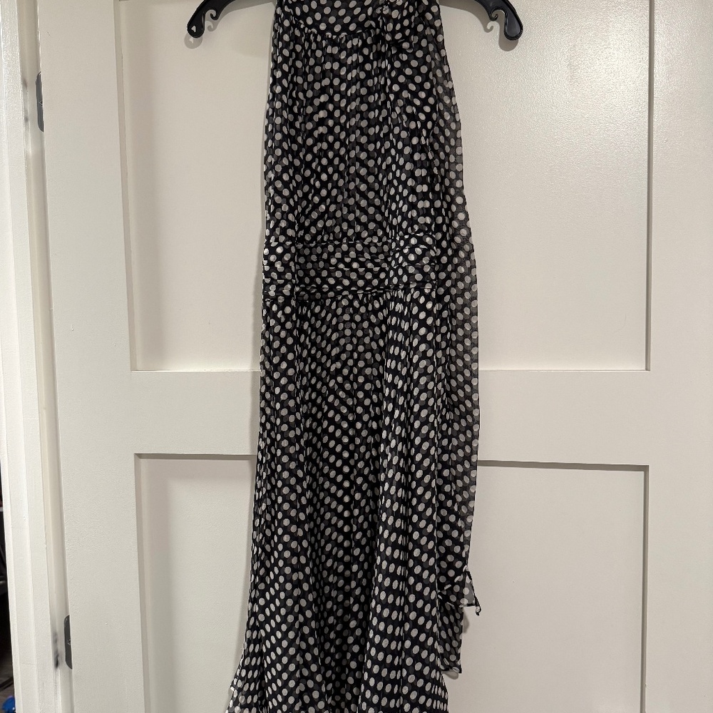 Polk-a-dot halter silk dress